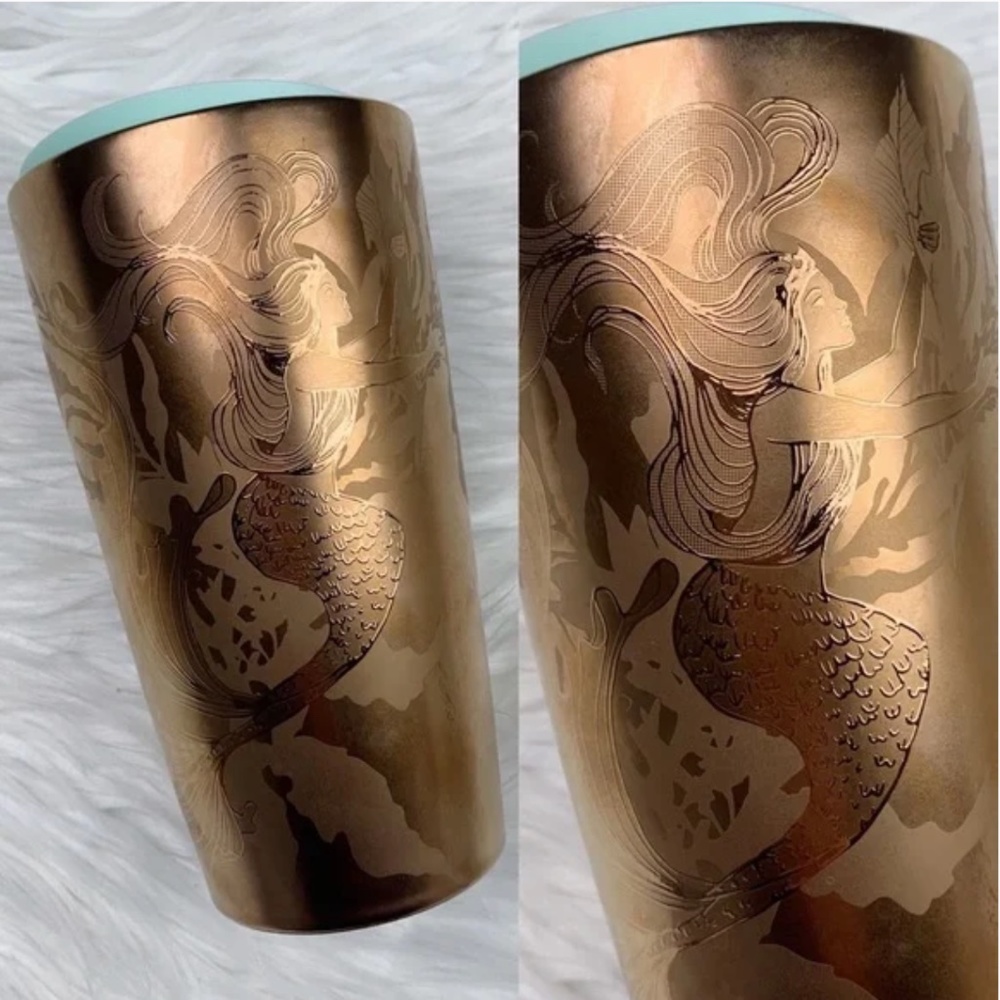 Starbucks Siren (Mermaid) Ceramic Travel Mug Tumbler Metallic Copper NEW